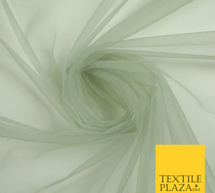 GREEN GREY Premium Soft Plain Sheer Tulle Net Fabric Tutu Fairy Veil Bridal 45" Wide 6871