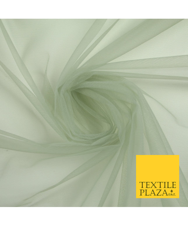GREEN GREY Premium Soft Plain Sheer Tulle Net Fabric Tutu Fairy Veil Bridal 45" Wide 6871