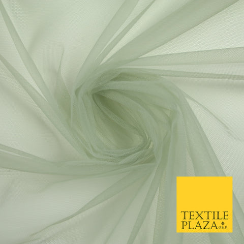 GREEN GREY Premium Soft Plain Sheer Tulle Net Fabric Tutu Fairy Veil Bridal 45" Wide 6871