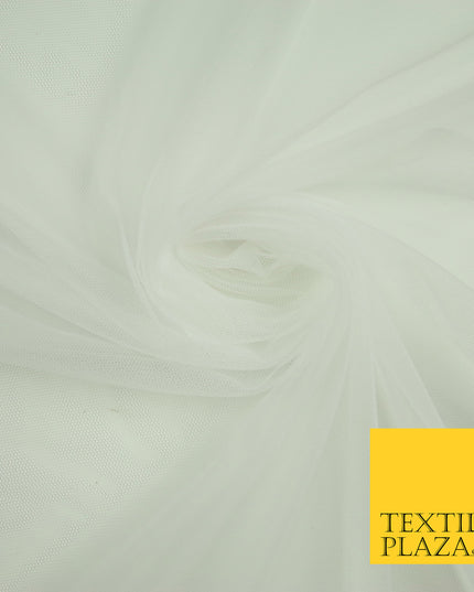 WHITE Premium Soft Plain Sheer Tulle Net Fabric Tutu Fairy Veil Bridal 45" Wide 6872