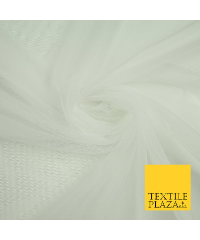 WHITE Premium Soft Plain Sheer Tulle Net Fabric Tutu Fairy Veil Bridal 45" Wide 6872