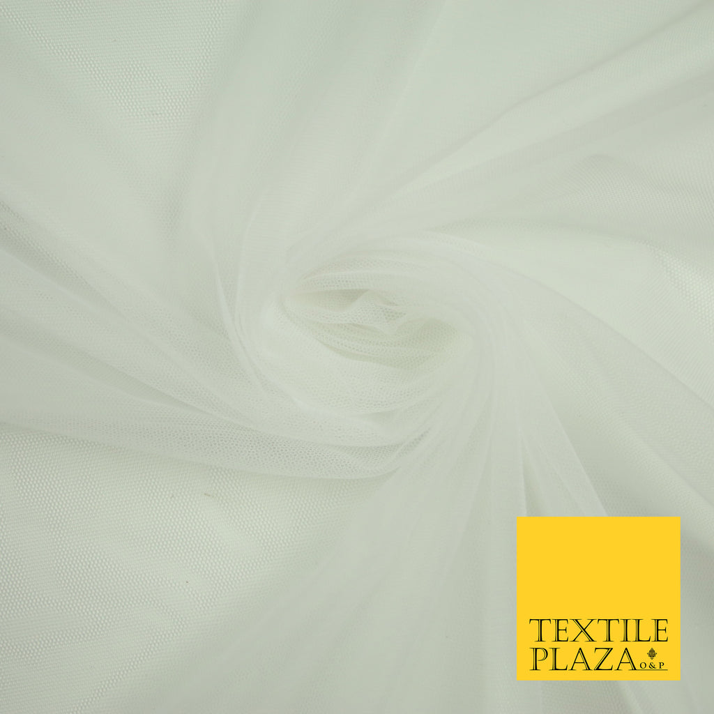 WHITE Premium Soft Plain Sheer Tulle Net Fabric Tutu Fairy Veil Bridal 45" Wide 6872