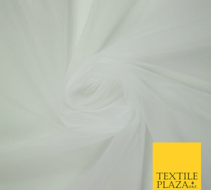 OFF WHITE Premium Soft Plain Sheer Tulle Net Fabric Tutu Fairy Veil Bridal 45" Wide 6873