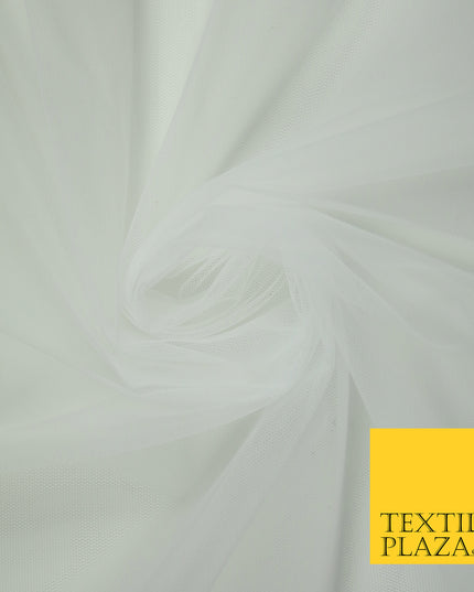 OFF WHITE Premium Soft Plain Sheer Tulle Net Fabric Tutu Fairy Veil Bridal 45" Wide 6873