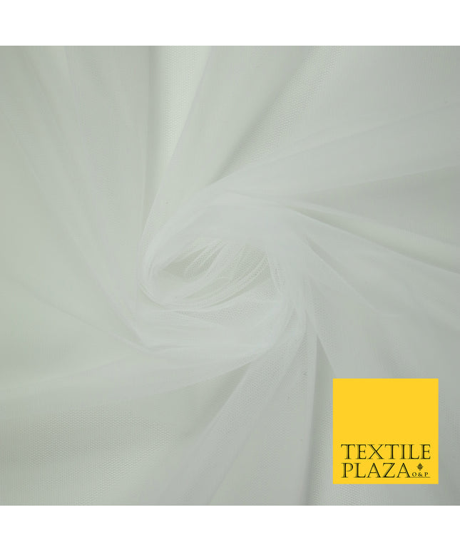 OFF WHITE Premium Soft Plain Sheer Tulle Net Fabric Tutu Fairy Veil Bridal 45" Wide 6873