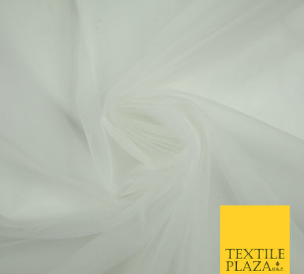 IVORY Premium Soft Plain Sheer Tulle Net Fabric Tutu Fairy Veil Bridal 45" Wide 6874