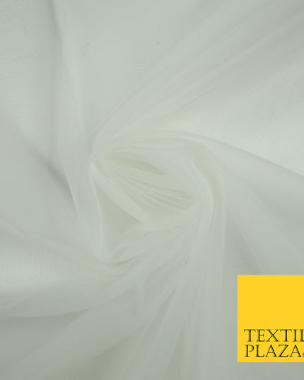 IVORY Premium Soft Plain Sheer Tulle Net Fabric Tutu Fairy Veil Bridal 45" Wide 6874