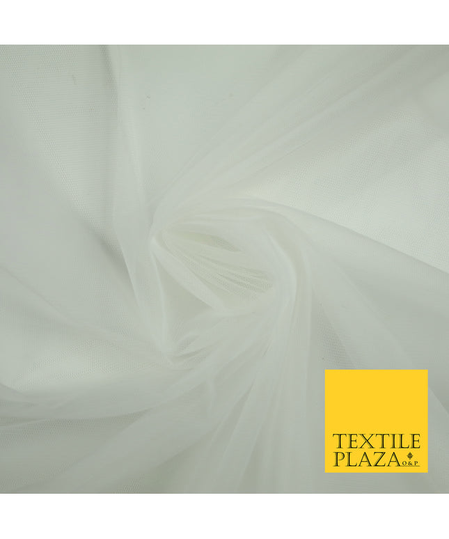 IVORY Premium Soft Plain Sheer Tulle Net Fabric Tutu Fairy Veil Bridal 45" Wide 6874