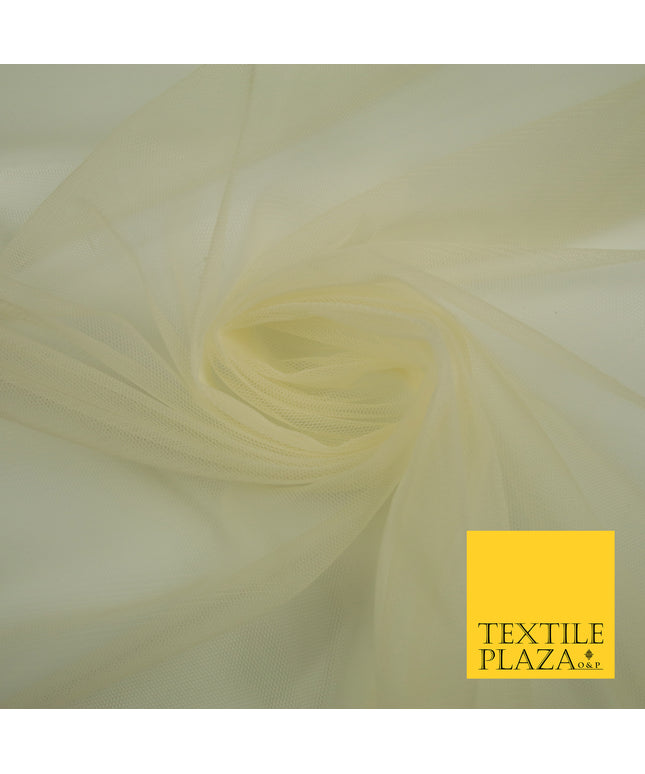CORNISH CREAM Premium Soft Plain Sheer Tulle Net Fabric Tutu Fairy Veil Bridal 45" Wide 6876