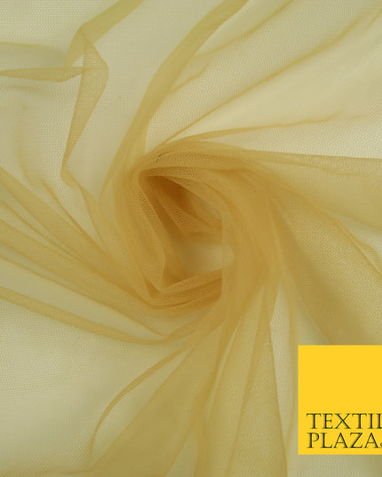 TAN GOLD Premium Soft Plain Sheer Tulle Net Fabric Tutu Fairy Veil Bridal 45" Wide 6878