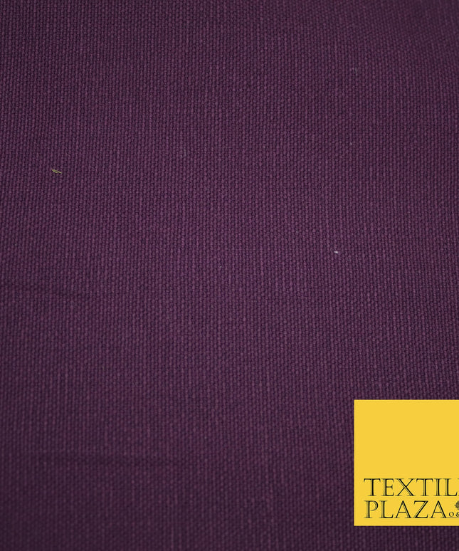 PLUM Premium Plain 100% Cotton Canvas Fabric Upholstery Dress Bags Craft Material 57" 4006