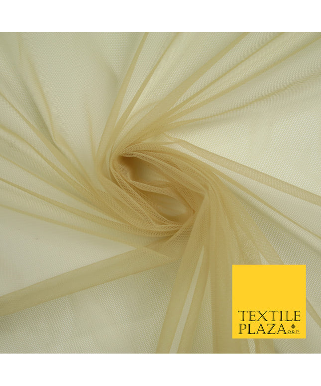HAZELNUT GOLD Premium Soft Plain Sheer Tulle Net Fabric Tutu Fairy Veil Bridal 45" Wide 6883