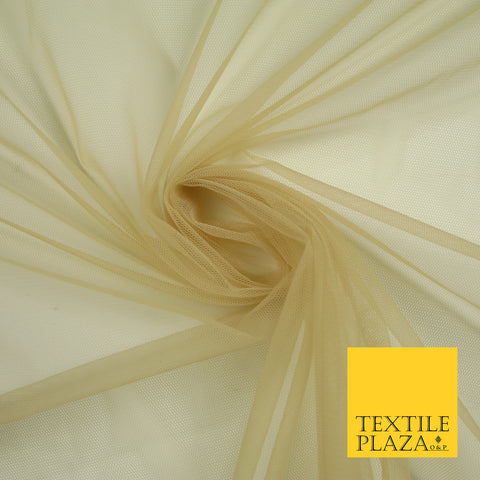 HAZELNUT GOLD Premium Soft Plain Sheer Tulle Net Fabric Tutu Fairy Veil Bridal 45" Wide 6883