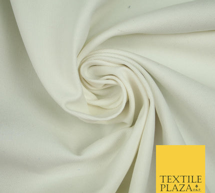 WHITE / OFF WHITE Premium Plain 100% Cotton Canvas Fabric Upholstery Dress Bags Craft Material 57" 4007