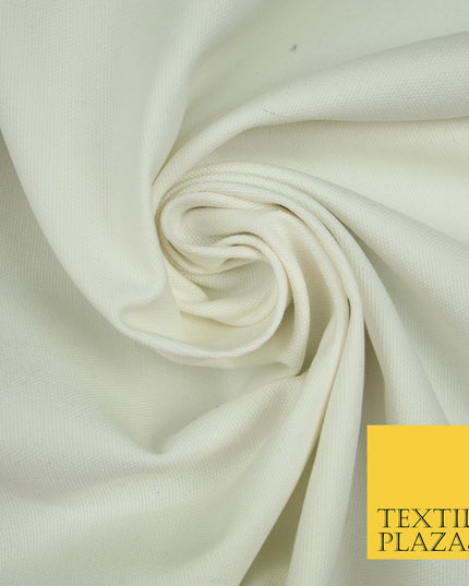 WHITE / OFF WHITE Premium Plain 100% Cotton Canvas Fabric Upholstery Dress Bags Craft Material 57" 4007
