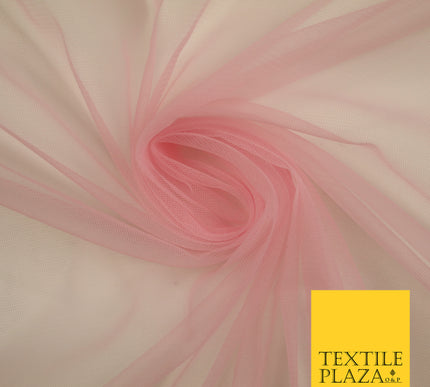 PINK Premium Soft Plain Sheer Tulle Net Fabric Tutu Fairy Veil Bridal 45" Wide 6890