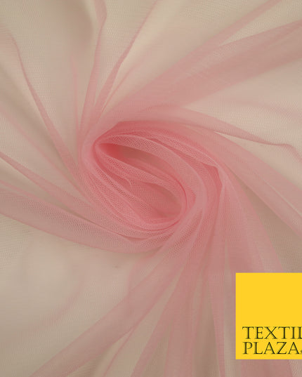 PINK Premium Soft Plain Sheer Tulle Net Fabric Tutu Fairy Veil Bridal 45" Wide 6890