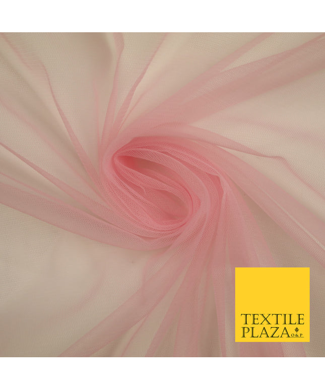 PINK Premium Soft Plain Sheer Tulle Net Fabric Tutu Fairy Veil Bridal 45" Wide 6890
