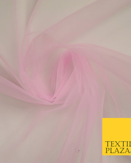 PINK 2 Premium Soft Plain Sheer Tulle Net Fabric Tutu Fairy Veil Bridal 45" Wide 6891