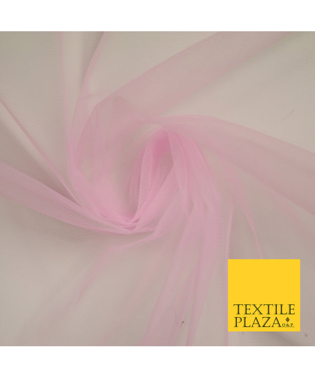 PINK 2 Premium Soft Plain Sheer Tulle Net Fabric Tutu Fairy Veil Bridal 45" Wide 6891
