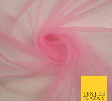 BUBBLEGUM PINK  Premium Soft Plain Sheer Tulle Net Fabric Tutu Fairy Veil Bridal 45" Wide 6892