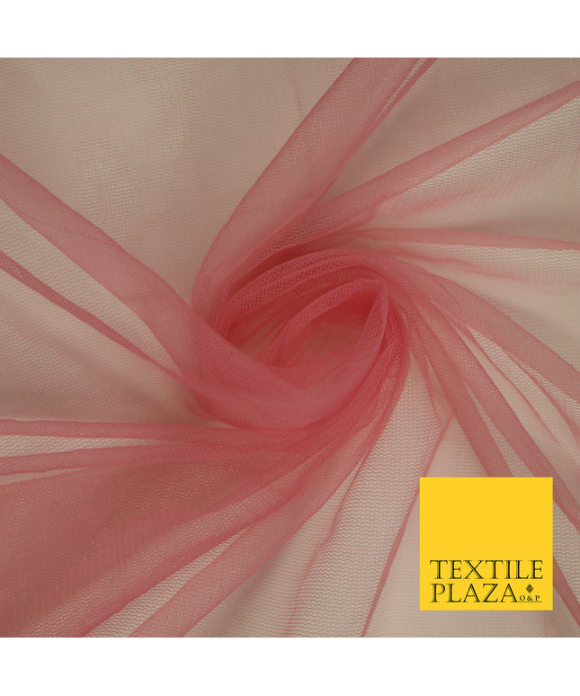 RHUBARB PINK  Premium Soft Plain Sheer Tulle Net Fabric Tutu Fairy Veil Bridal 45" Wide 6893