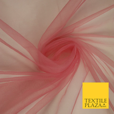 RHUBARB PINK  Premium Soft Plain Sheer Tulle Net Fabric Tutu Fairy Veil Bridal 45" Wide 6893