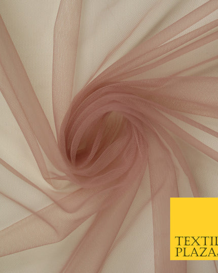 DUSTY MAUVE Premium Soft Plain Sheer Tulle Net Fabric Tutu Fairy Veil Bridal 45" Wide 6895