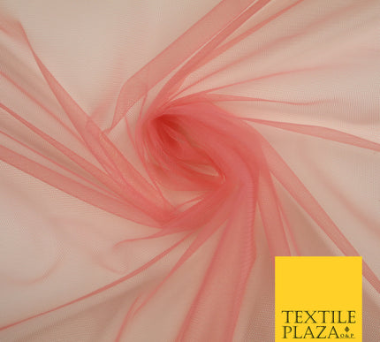 CORAL Premium Soft Plain Sheer Tulle Net Fabric Tutu Fairy Veil Bridal 45" Wide 6897