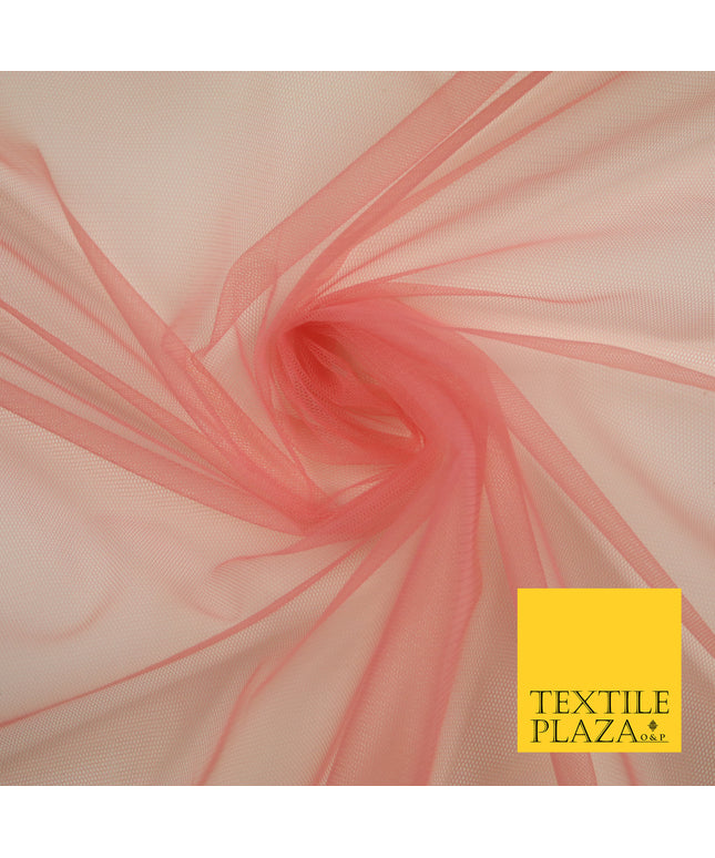 CORAL Premium Soft Plain Sheer Tulle Net Fabric Tutu Fairy Veil Bridal 45" Wide 6897