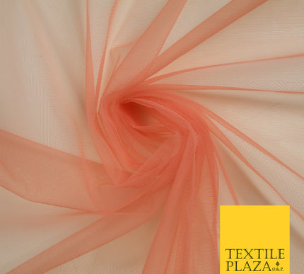 PEACH CORAL Premium Soft Plain Sheer Tulle Net Fabric Tutu Fairy Veil Bridal 45" Wide 6898