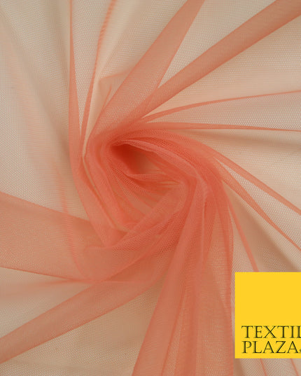 PEACH CORAL Premium Soft Plain Sheer Tulle Net Fabric Tutu Fairy Veil Bridal 45" Wide 6898