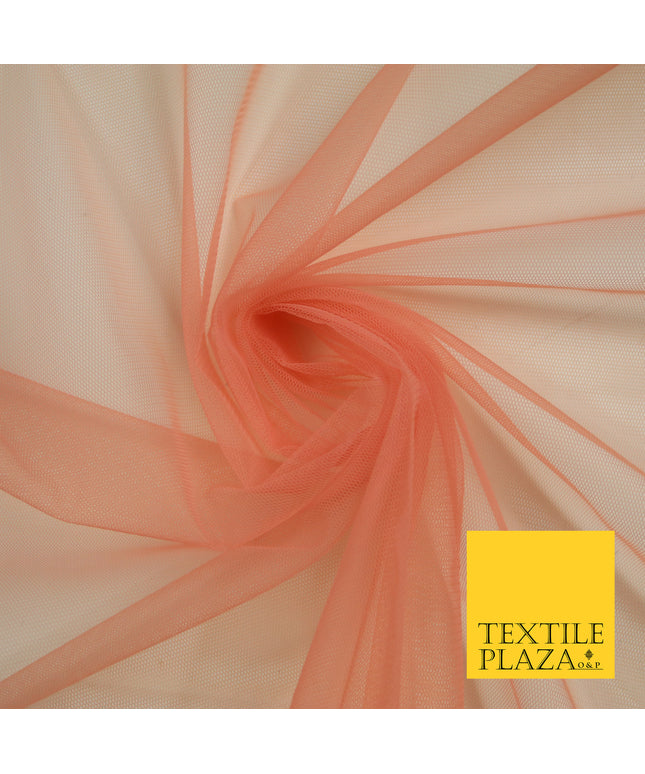 PEACH CORAL Premium Soft Plain Sheer Tulle Net Fabric Tutu Fairy Veil Bridal 45" Wide 6898