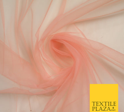 PEACH PINK Premium Soft Plain Sheer Tulle Net Fabric Tutu Fairy Veil Bridal 45" Wide 6899