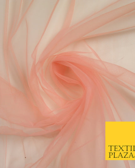 PEACH PINK Premium Soft Plain Sheer Tulle Net Fabric Tutu Fairy Veil Bridal 45" Wide 6899