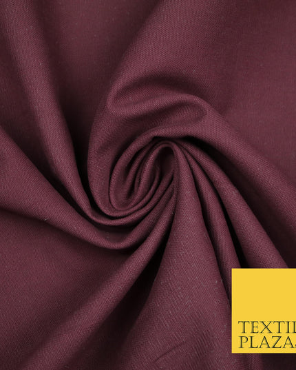 WINE BURGUNDY Premium Plain 100% Cotton Canvas Fabric Upholstery Dress Bags Craft Material 57" 4011