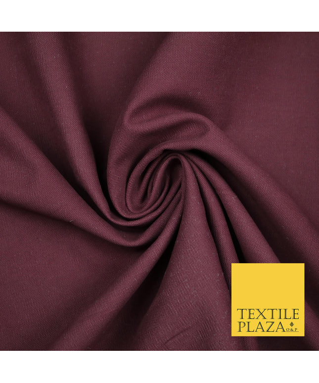 WINE BURGUNDY Premium Plain 100% Cotton Canvas Fabric Upholstery Dress Bags Craft Material 57" 4011