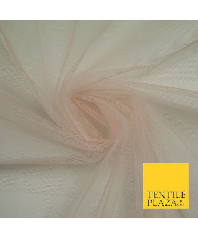 LIGHT BLUSH PINK Premium Soft Plain Sheer Tulle Net Fabric Tutu Fairy Veil Bridal 45" Wide 6902