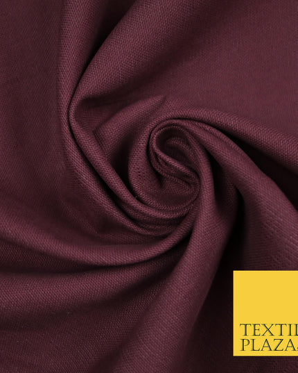 WINE BURGUNDY Premium Plain 100% Cotton Canvas Fabric Upholstery Dress Bags Craft Material 57" 4011
