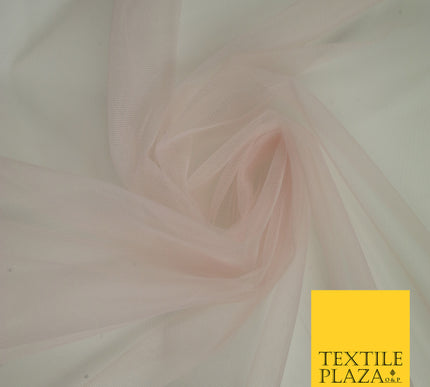 PALE PINK Premium Soft Plain Sheer Tulle Net Fabric Tutu Fairy Veil Bridal 45" Wide 6903