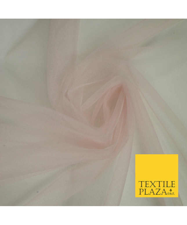 PALE PINK Premium Soft Plain Sheer Tulle Net Fabric Tutu Fairy Veil Bridal 45" Wide 6903
