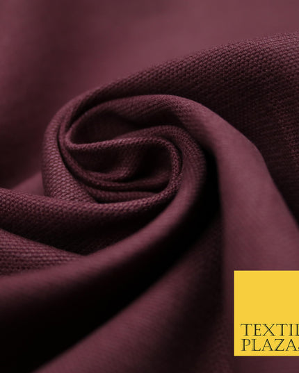 WINE BURGUNDY Premium Plain 100% Cotton Canvas Fabric Upholstery Dress Bags Craft Material 57" 4011