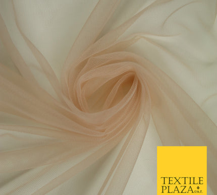 PALE NUDE Premium Soft Plain Sheer Tulle Net Fabric Tutu Fairy Veil Bridal 45" Wide 6904