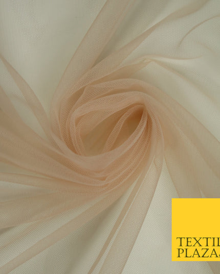 PALE NUDE Premium Soft Plain Sheer Tulle Net Fabric Tutu Fairy Veil Bridal 45" Wide 6904