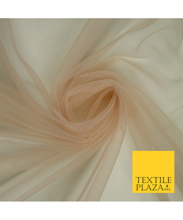 PALE NUDE Premium Soft Plain Sheer Tulle Net Fabric Tutu Fairy Veil Bridal 45" Wide 6904