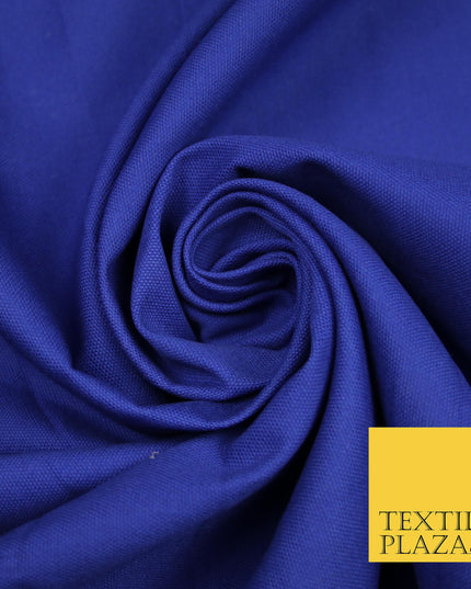 ROYAL BLUE Premium Plain 100% Cotton Canvas Fabric Upholstery Dress Bags Craft Material 57" 4012