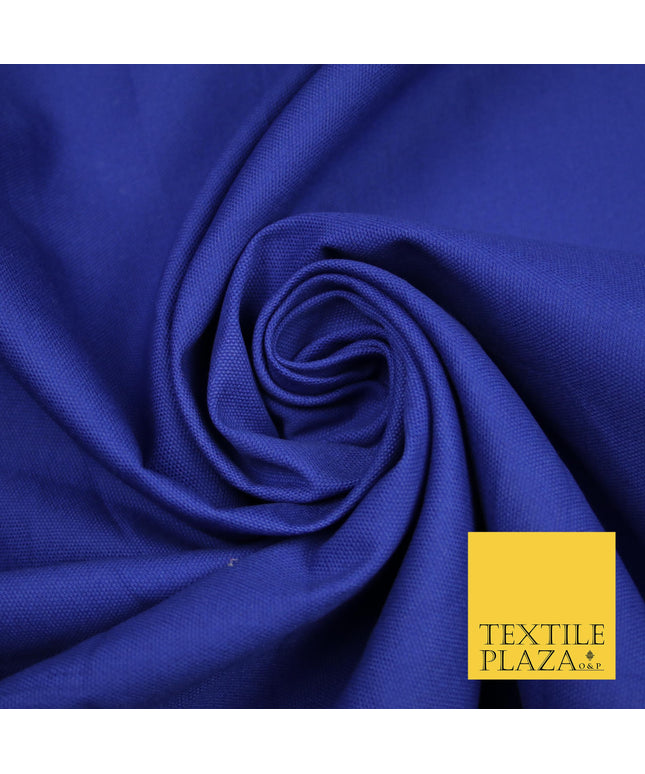 ROYAL BLUE Premium Plain 100% Cotton Canvas Fabric Upholstery Dress Bags Craft Material 57" 4012