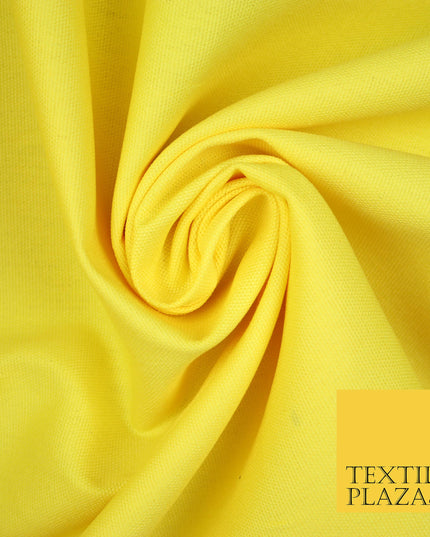 YELLOW LEMON Premium Plain 100% Cotton Canvas Fabric Upholstery Dress Bags Craft Material 57" 4013