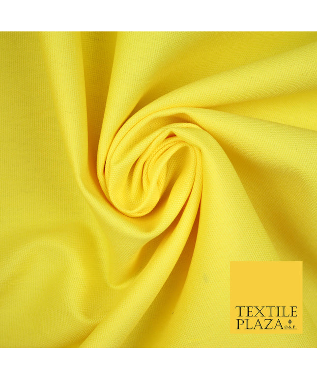 YELLOW LEMON Premium Plain 100% Cotton Canvas Fabric Upholstery Dress Bags Craft Material 57" 4013