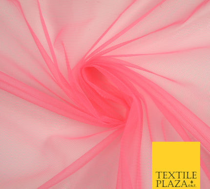 BRIGHT PINK Premium Soft Plain Sheer Tulle Net Fabric Tutu Fairy Veil Bridal 45" Wide 6909